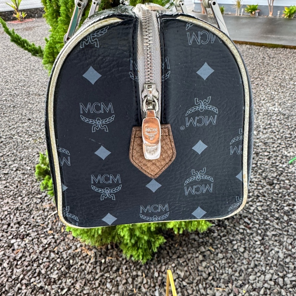 MCM SPECIAL EDITION Visetos Boston Satchel Black Logo Canvas Patchwork Leather - Picture 5 of 17
